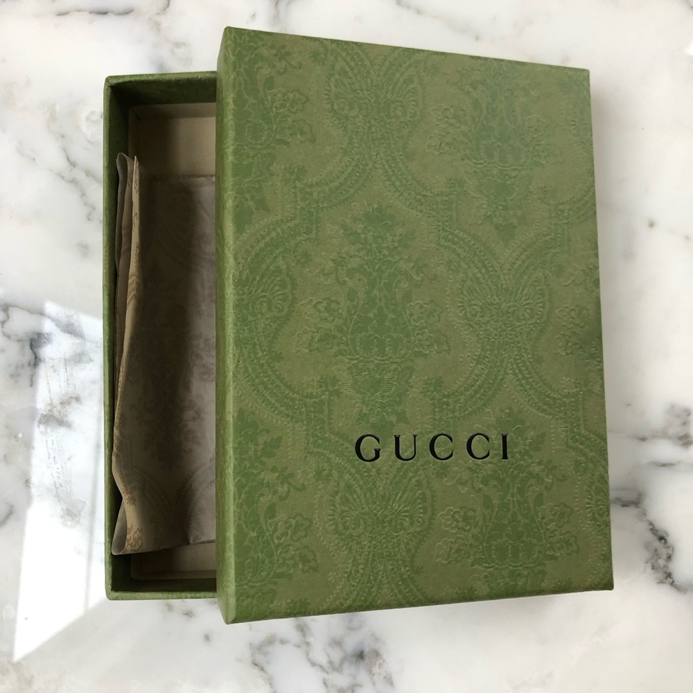 GUCCI Gift Green GG Empty Storage Wallet Box Limited Edition w/Tissue Small NEW